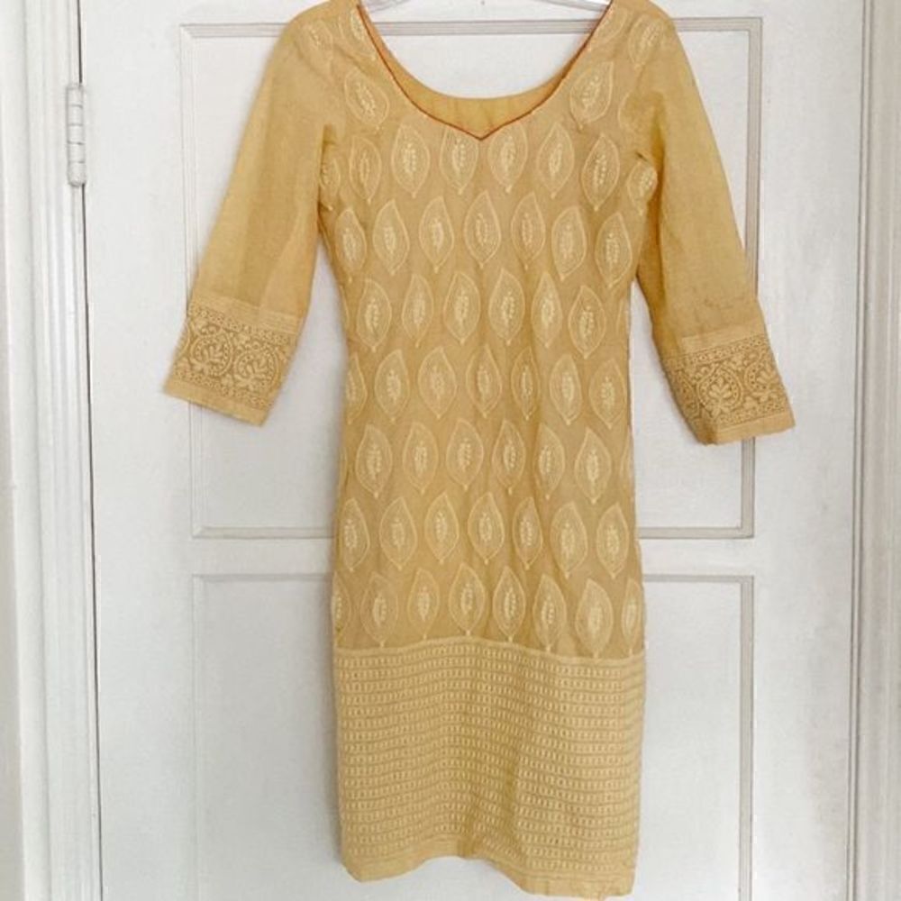 Vintage Mustard Yellow Embroidered Tunic